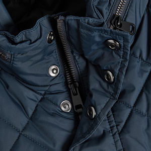 Men's Navy <b>Quilted</b> Jacket Stand Collar Regular Fit Windproof Zipper Closure Solid Color Polyester <b>Wadding</b> Autumn Casual - Product Image 4