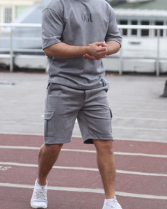 Ensemble de survêtement décontracté pour homme, t-shirts et shorts extensibles d'été, ensemble de survêtement confortable à manches courtes pour homme - Product Image 5