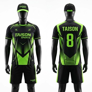 180 GSM Interlock Polyester Badminton Uniform Breathable Black Neon Green Custom Sublimation Logo Geometric Panel <b>Sports</b> <b>Set</b> - Product Image 1