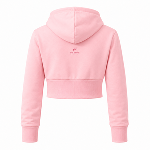 Wholesale Women Custom Logo Pink Zip Up <b>Cropped</b> Hoodie Slim Fit Long Sleeve Sweatshirt Athletic Gym Fitness Streetwear Crop <b>Top</b> - Product Image 3