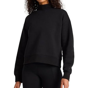 Haut décontracté ample à col montant en molleton polyester/coton pour femme, avec épaules tombantes, personnalisable avec logo imprimé, couleur unie - Product Image 6