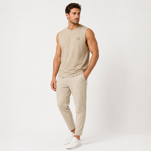 Ribbed Tank <b>Top</b> Custom Color Combination Curved Hem Design Breathable <b>Mesh</b> Fabric Custom Factory Direct For Running Training - Product Image 2