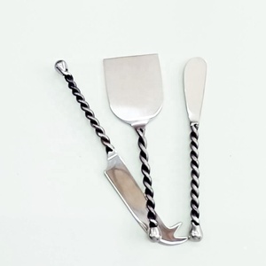 new product stainless steel Silver cheese Spreader set With <b>twisted</b> Ball End handle Silverware cheese slicer set - Product Image 2