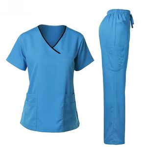 Custom Logo Knitted Cotton Nursing Scrub Uniform with Pocket High Quality Unisex Wholesale Scrubnurse - Product Image 2