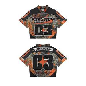 T-shirt unisexe d'été à coupe ample en maille style football américain, avec logo personnalisé, streetwear décontracté, impression rugby de haute qualité - Product Image 4