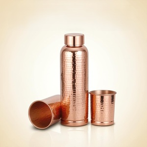 Bouteille d'eau vintage en cuivre avec couvercle en cuivre, ensemble de vaisselle portable - Product Image 6