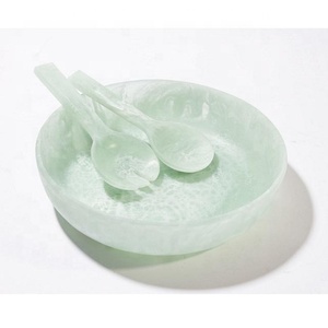 Ensemble de saladiers et cuillères en résine blanche à motif tourbillon, vaisselle de fête, vaisselle de qualité alimentaire, écologique, ustensiles de cuisine mignons - Product Image 1