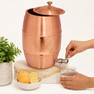 Distributeur d'eau en cuivre pur avec robinet anti-fuite, réservoir de stockage d'eau martelé artisanal pour la maison et le bureau - Product Image 2
