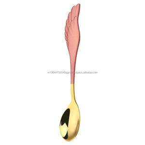Juego de vajilla de metal inoxidable personalizado al por mayor, cuchara con forma de ala, tenedor con cuchara colorida para café y té para fiestas de bodas - Product Image 3