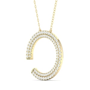 Colgante de Círculo Abierto de Doble Hilera con Diamantes Cultivados en Laboratorio de Corte Redondo en Oro de 10K, 14K, 18K y Plata 925, 935, Joyería Fina - Product Image 2