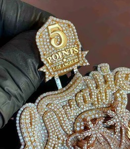 Iced Out Gold Plated Moissanite Pendant Theme Charms Luxury Hip Hop Style Gift Jewelry Rapper Bust <b>Down</b> Pendant Two Tone Pendant - Product Image 5