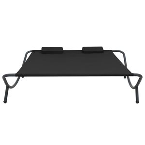 Grand lit de repos d'extérieur durable en tissu Oxford noir, mobilier de patio au confort élégant - Product Image 2
