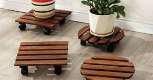 Soporte para Macetas de Madera Natural Sólida con Ruedas, Base Rodante para Plantas, Hecho en Vietnam - Product Image 3