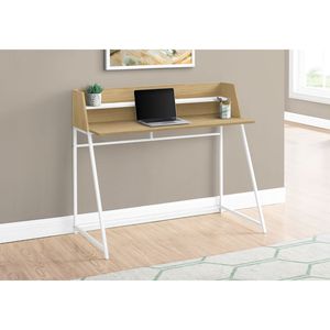 Scrivania Moderna Contemporanea da 48 Pollici per Ufficio Domestico con Ripiani in Metallo Bianco e Laminato Naturale - Product Image 5