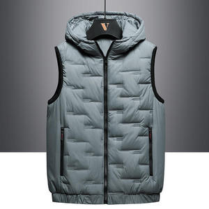 Chaleco Acolchado de Invierno sin Mangas con Capucha para Hombre, Cierre de Cremallera, Impermeable, Transpirable, Cortavientos, Ropa Exterior Informal, Color Sólido, Lona - Product Image 6