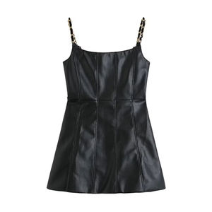 Vestido ajustado de cuello alto con aberturas, estampado con detalle de lazo, sin mangas, de color liso, de punto elástico de spandex, mini, sexy, tipo tubo. - Product Image 1