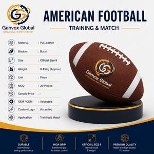 Ballon de football officiel Ganvox Global Taille 9 en cuir PU avec chambre à air en butyl, durable, haute adhérence, design avec logo - Product Image 4
