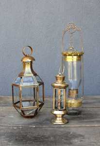 Copper Antique <b>Black</b> Iron <b>Lanterns</b> with Glass Panels for Home Decoration - Product Image 4