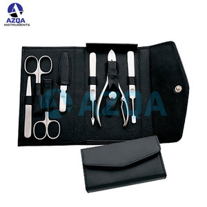 Kit de manucure et pédicure pour tout-petits en acier inoxydable avec étui, coupe-ongles, repousse-cuticules, limes et pinces - Product Image 4