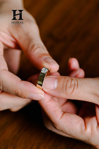 Luxury 14K Gold Asscher Cut Lab Grown Diamond <b>Ring</b> Wide Flat Band Tension Set Solitaire Engagement <b>Ring</b> for <b>Men</b> Women - Product Image 2