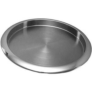 Plateau de service rond en acier inoxydable poli moderne, écologique, résistant au lave-vaisselle, durable pour la restauration, les bars et les traiteurs - Product Image 1