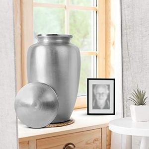 Opulent Adult Aluminum Funeral <b>Ashes</b> Urn Memorial Cremation <b>Keepsake</b> Container Featuring Artistic Premium Exterior Design - Product Image 5