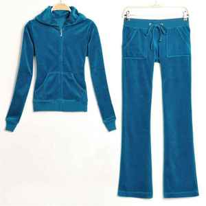 Fashionable Mock Neck Pullover Outfit Relaxed Fit Plain Leisure Clothing Trendy Ladies <b>Velvet</b> Track Suit - Product Image 3