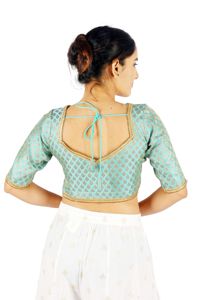 Blusa Formal Bordada para Mujer, Manga Media, Cuello Redondo, Tejida, 100% Algodón, Lavable, para Bodas y Fiestas - Product Image 4