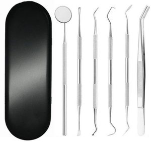 Ensemble d'examen dentaire professionnel 6 pièces, kit de nettoyage dentaire en acier inoxydable, outils de soins bucco-dentaires - Product Image 1