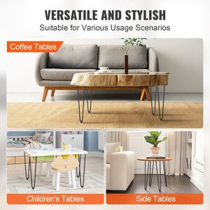 Gambe per Mobili in Metallo a Forma di forcina da 19 pollici per Progetti Fai-da-te Stile Rustico, per Comodini, Tavolini da Caffè, Scrivanie, Capacità di Carico 500 libbre, con Gomma - Product Image 1