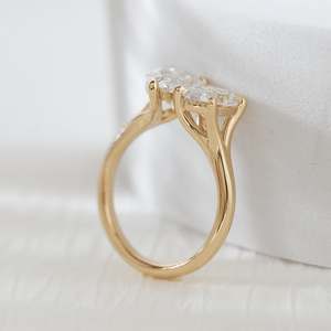Manufacturer Direct 18K Yellow Gold Toi et Moi Lab Diamond Ring IGI Certified Oval Pear Two <b>Stone</b> Ring Wholesale Luxury Ring - Product Image 5