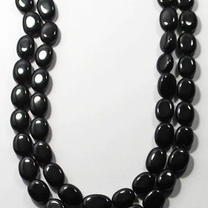 ลูกปัดสปิเนลสีดำธรรมชาติทรงรีเรียบ ลูกปัดพลอยหลวมสำหรับทำเครื่องประดับแฮนด์เมด ขายส่ง - Product Image 1