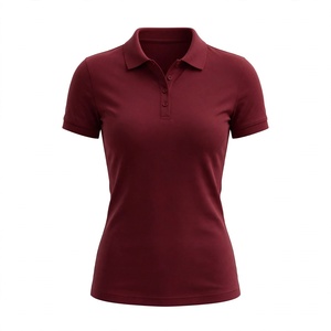 Chemisier à manches courtes pour femme 100 % coton tricoté couleur unie col boutonné coupe ajustée longueur normale Export BD - Product Image 2