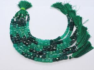 Cuentas facetadas de ónix verde natural AAA de 6.5-7 mm, cuentas de ónix verde en forma de caja de 8 pulgadas, cuentas de ónix verde en forma de cubo 3D para joyería - Product Image 5