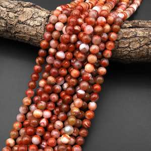 Chaîne de perles rondes en agate rouge marocaine naturelle rare pour la fabrication de bijoux, collier et bracelet DIY, vente en gros - Product Image 5