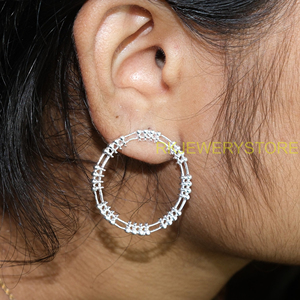 Boucles d'oreilles rondes en argent 925, minimalistes, légères, bijoux fantaisie faits à la main, élégantes, cadeau pour femme - Product Image 6