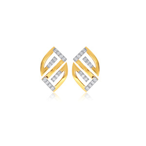 Pendientes de Diamantes Epitome of Elegance, Pendientes de Diamantes de Doble Brillo, Oro Amarillo para Mujer, Corte Baguette, Minimalistas, para Uso Diario - Product Image 1