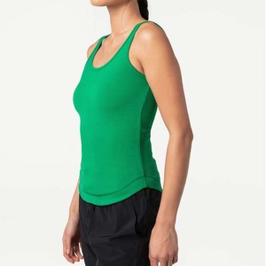 Débardeurs en tricot vert pour femmes, col haut, couleur unie, respirants, vêtements décontractés - Product Image 3