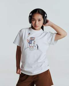 Camiseta Blanca con Cuello Redondo 100% Algodón con Estampado de Oso de Dibujos Animados Nuevo Modelo-Conjunto de Ropa para Niñas de Joyce 2 Piezas al por Mayor Chaiko Marrón Corto - Product Image 2