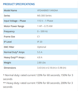 อินเวอร์เตอร์ Delta MS300 VFD4A8MS21ANSAA แบบเฟสเดียว 230V 0.75KW ขนาดกะทัดรัด - Product Image 2