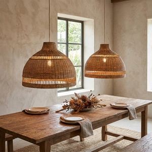 <b>Bamboo</b> Lampshade with Decorative Rattan Hanging Lampshade for Home Interior Lighting Pendant Ceiling Lighting and Light Covers - Product Image 2