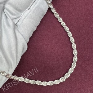 Cadena de cuerda de plata de ley 925 de 4 mm con baño de oro para mujer y hombre, joyería de eslabones retorcidos, regalo diario, moda - Product Image 3