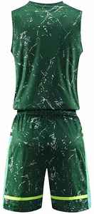 Derniers uniformes de basketball personnalisés respirants et écologiques en polyester sergé avec logo frontal pour hommes - Product Image 3