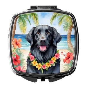 Women Girls Flat-Coated Retriever Luau Compact <b>Mirror</b> Portable Folding Handheld Travel Makeup <b>Mirror</b> <b>Pocket</b> Decorative Gift - Product Image 1