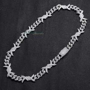 Collier chaîne en argent S925 plaqué rhodium avec moissanite, très demandé, bijoux de luxe sertis de pierres pour hommes et femmes, idéal pour les fêtes et les mariages - Product Image 1