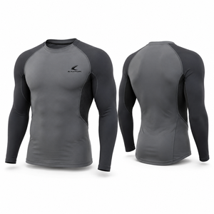 Chemise de compression à manches longues pour homme, vert, séchage rapide, spandex, polyester, impression du logo sur le devant - Product Image 6