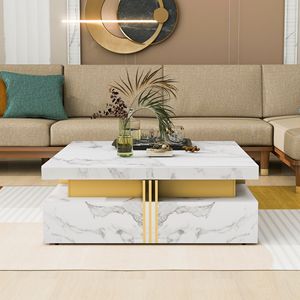 Tavolino da Caffè Moderno Quadrato con 4 Cassetti, Soluzione di Archiviazione Pratica - Product Image 6