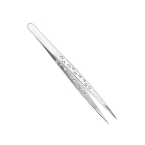 Pince à cils de qualité supérieure avec poignée en acier allemand et design perforé, idéale pour les extensions de cils volume - Product Image 5