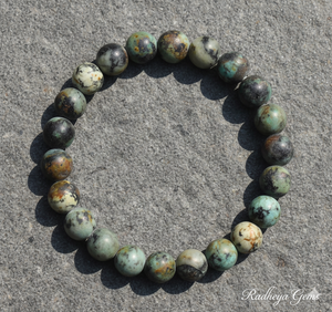 Handmade AAA African Turquoise Round Bead Bracelet – Polished Gemstone Stretch Bracelet for <b>Men</b> & Women - Product Image 1