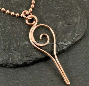 Collar Largo de Cobre con Forma de Lágrima |   Colgante |   Collar en Espiral - Product Image 2